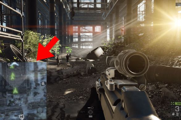 Battlefield 4 with enlarged mini-map to help people with disabilities.